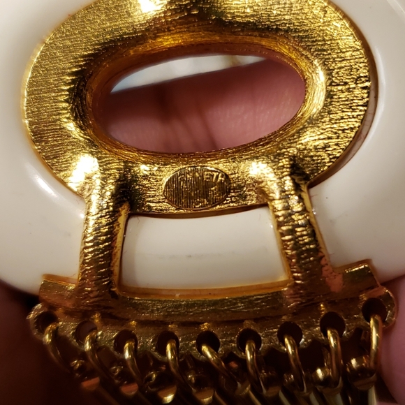 Vtg Kenneth Lane KJL Lucite Gold Tassle Necklace - Picture 12 of 14